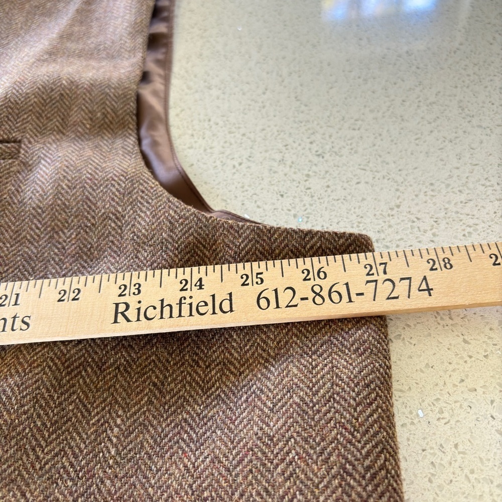 Paul Jones Wool Blend Brown Tweed Herringbone Waistcoat Vest 3XL Classic Preppy - Picture 8 of 12